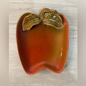 Vintage Apple Shaped Ceramic Plate Trinket Dish No Chips No Cracks Preowned